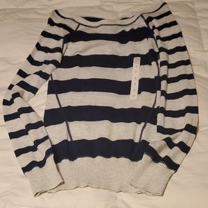 SO gray and black striped long-sleeve sweater shirt. NWT Size Small